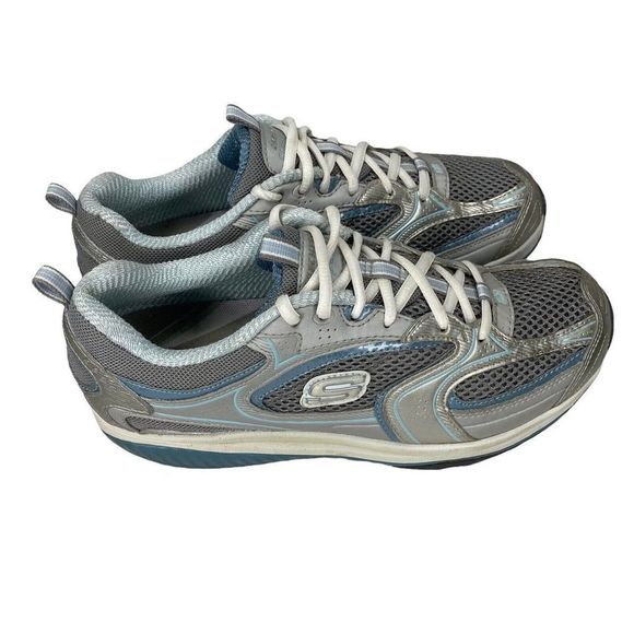 Skechers Shape Ups Women's 8.5 XF Accelerators Silver Blue White 12320 Toneing - Picture 4 of 10